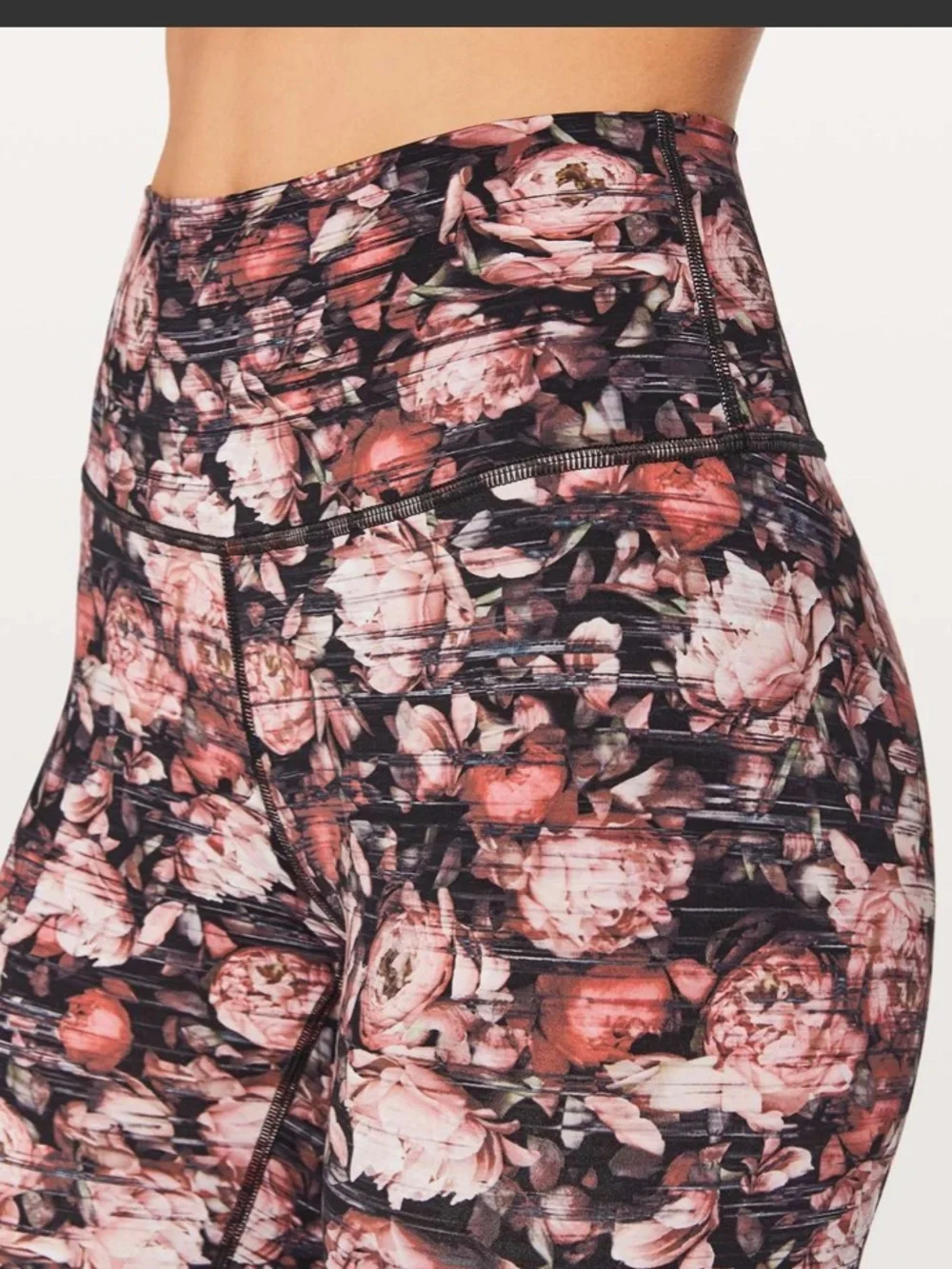 Lululemon Wunder Under Leggings and Break Free Bra Set in Multi Peony